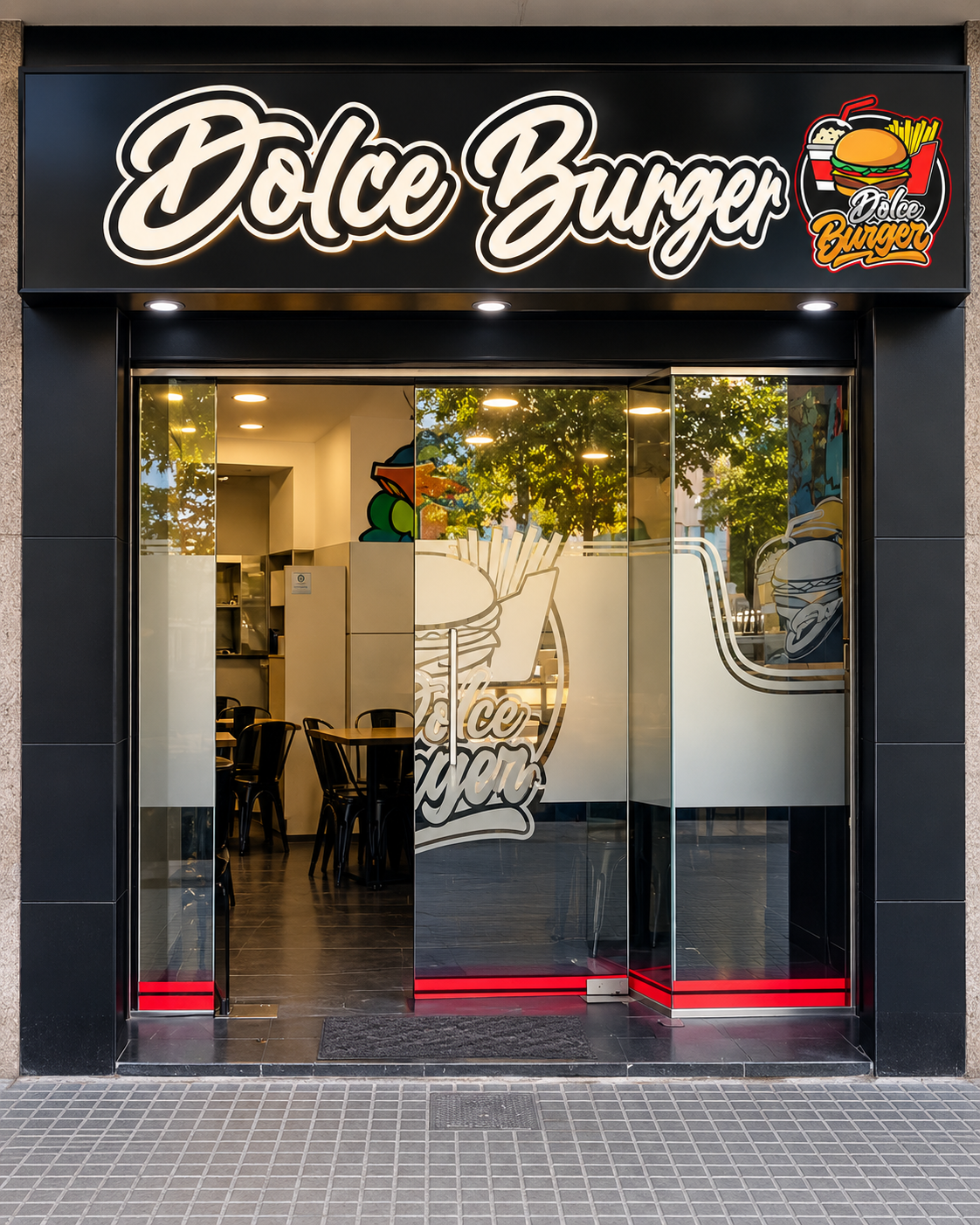 Entrada real del local Dolce Burger en El Prat de Llobregat